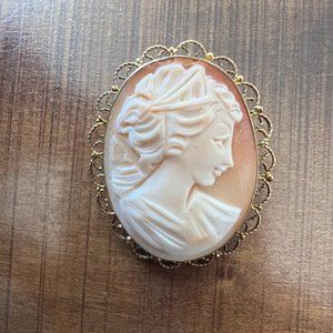 Vintage Sterling Silver Giovanni Apa Carved Cameo Brooch with Original Box!